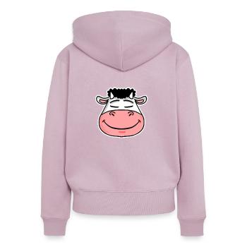 Kuh - Frauen Premium Bio Zip Hoodie - Altrosa - Hinten - Julia (174cm)