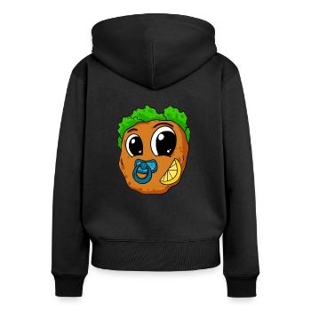 Baby Schnitzel - Frauen Premium Bio Zip Hoodie - Schwarz - Hinten - Julia (174cm)