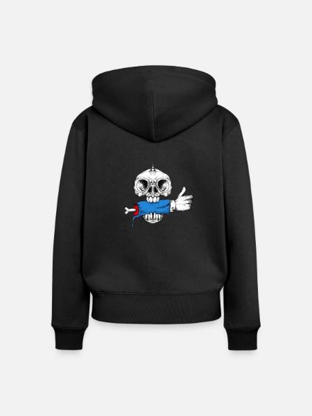 Schädel Like - Frauen Premium Bio Zip Hoodie - Schwarz