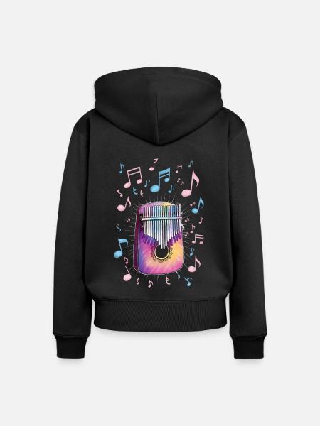 Idiophon Kalimba Geschenk - Frauen Premium Bio Zip Hoodie - Schwarz
