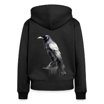 Corbeau - Sweat à capuche zippé Premium bio Femme - noir - Dos - Julia (174cm)
