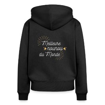 Meilleure nounou du monde - Sweat à capuche zippé Premium bio Femme - noir - Dos - Julia (174cm)