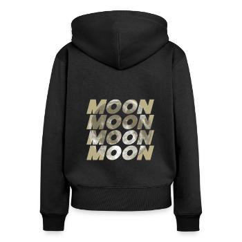 Mond-Design - Frauen Premium Bio Zip Hoodie - Schwarz - Hinten - Julia (174cm)