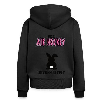 Air Hockey Oster Outfit Ostergeschenk Airhockey - Frauen Premium Bio Zip Hoodie - Schwarz - Hinten - Julia (174cm)