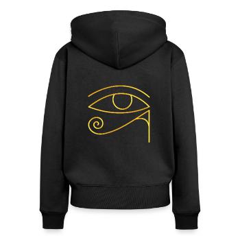 Œil d’Horus Egypte Porte-bonheur Symbole protecteur - Sweat à capuche zippé Premium bio Femme - noir - Dos - Julia (174cm)