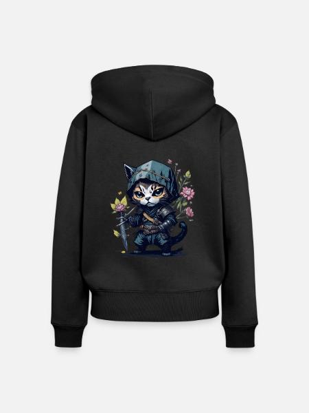 Die Ninja-Katze – einzigartig und furchtlos - Frauen Premium Bio Zip Hoodie - Schwarz
