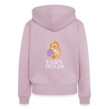 Yarn Dealer Cute Cat Crocheting Rolled Yarn Lover - Women's Premium Organic Zip Hoodie - dusky pink - Back - Julia (174cm)