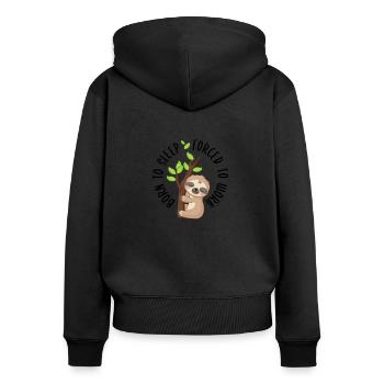 Paresseux paresseux paresseux - né pour dormir - Sweat à capuche zippé Premium bio Femme - noir - Dos - Julia (174cm)