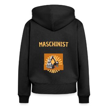 Machiniste passionné - Sweat à capuche zippé Premium bio Femme - noir - Dos - Julia (174cm)