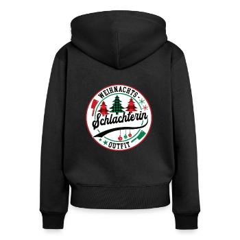 Schlachterin Weihnachten Schlachterei Meisterin - Frauen Premium Bio Zip Hoodie - Schwarz - Hinten - Julia (174cm)