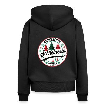 Schreinerin Weihnachten Tischlerin XMAS Tischlerei - Frauen Premium Bio Zip Hoodie - Schwarz - Hinten - Julia (174cm)