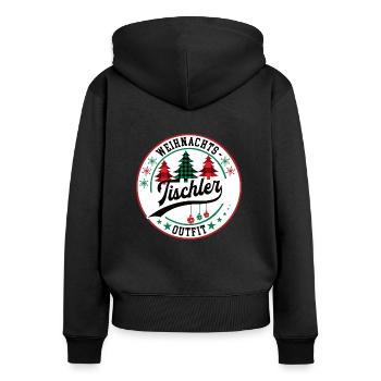 Tischler Weihnachten Tischlerei XMAS Schreiner - Frauen Premium Bio Zip Hoodie - Schwarz - Hinten - Julia (174cm)