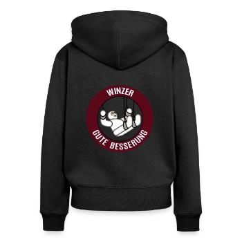 Gute Besserung Winzer Alles Gute Gesundheit - Frauen Premium Bio Zip Hoodie - Schwarz - Hinten - Julia (174cm)