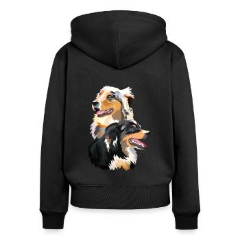 couple Australian Shepherd dogs - Women's Premium Organic Zip Hoodie - black - Back - Julia (174cm)
