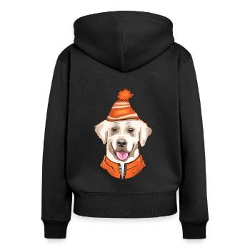 golden retriever en hiver - Sweat à capuche zippé Premium bio Femme - noir - Dos - Julia (174cm)