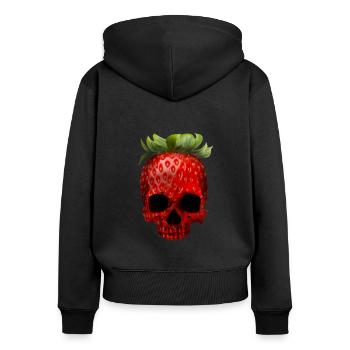 Crâne de fraise - Sweat à capuche zippé Premium bio Femme - noir - Dos - Julia (174cm)