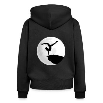 turnen turnerin turnt - Frauen Premium Bio Zip Hoodie - Schwarz - Hinten - Julia (174cm)