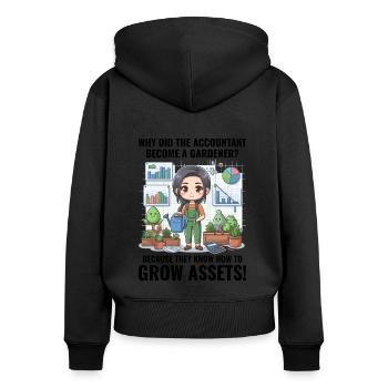 Buchhalter wurde zum Finanzgarten des Gärtners - Frauen Premium Bio Zip Hoodie - Schwarz - Hinten - Julia (174cm)