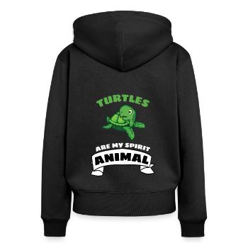 Sea Creature Ocean Animal Gift Cute Turtle - Women's Premium Organic Zip Hoodie - black - Back - Julia (174cm)
