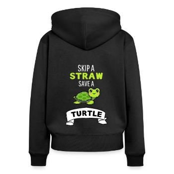 Meerestier Lustiges Geschenk Niedliche Schildkröte - Frauen Premium Bio Zip Hoodie - Schwarz - Hinten - Julia (174cm)