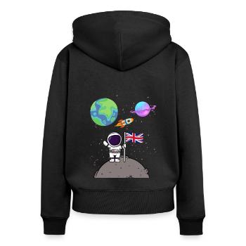 Lune Landing Planet Grande-Bretagne Flag Astronaute - Sweat à capuche zippé Premium bio Femme - noir - Dos - Julia (174cm)