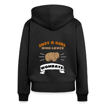 Australie Animal Girl Gift Cute Wombat - Sweat à capuche zippé Premium bio Femme - noir - Dos - Julia (174cm)