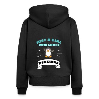 Zoo Amoureux des Animaux Fille Cadeau Pingouin - Sweat à capuche zippé Premium bio Femme - noir - Dos - Julia (174cm)