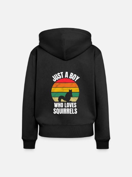 Retro Grunge Eichhörnchen Junge - Frauen Premium Bio Zip Hoodie - Schwarz