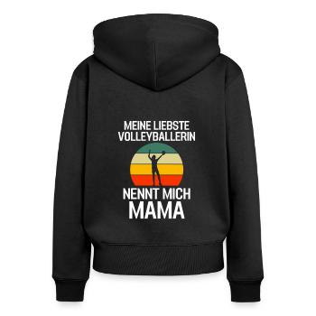 Muttertag Geschenk Volleyballer Mama Volleyball - Frauen Premium Bio Zip Hoodie - Schwarz - Hinten - Julia (174cm)