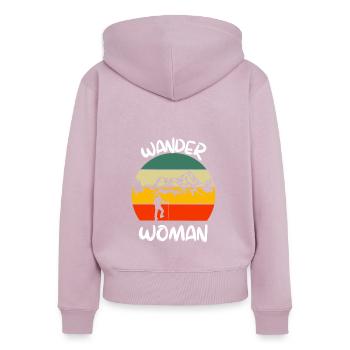 Nature Lovers Femmes Cadeau Retro Nature Randonnée - Sweat à capuche zippé Premium bio Femme - rose poudré - Dos - Julia (174cm)