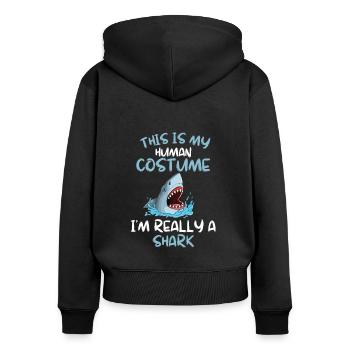 Shark Costume Party Ocean Animal Gift Shark - Sweat à capuche zippé Premium bio Femme - noir - Dos - Julia (174cm)