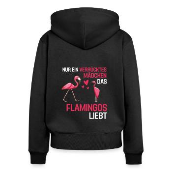 Exotisches Tier Mädchen Vogel Geschenk Flamingo - Frauen Premium Bio Zip Hoodie - Schwarz - Hinten - Julia (174cm)