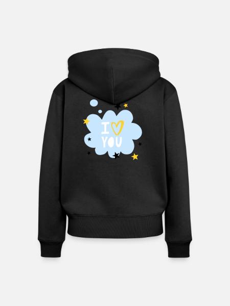 Ich Liebe dich - Frauen Premium Bio Zip Hoodie - Schwarz