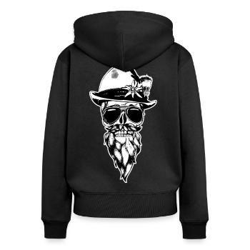 Bayerischer Totenkopf - Frauen Premium Bio Zip Hoodie - Schwarz - Hinten - Julia (174cm)