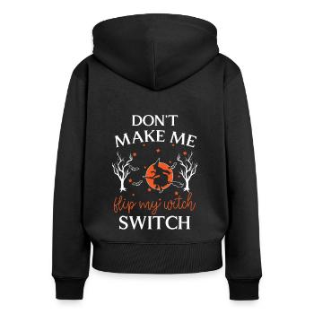 Hexerei Besen Walpurgisnacht - Frauen Premium Bio Zip Hoodie - Schwarz - Hinten - Julia (174cm)