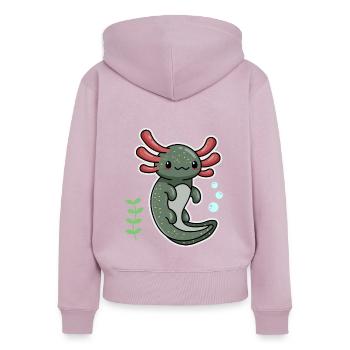 Enigma Axolotl Design for Axolotl Lovers - Women's Premium Organic Zip Hoodie - dusky pink - Back - Julia (174cm)