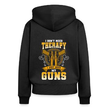 Club de tir Shooting Range Arme à feu - Sweat à capuche zippé Premium bio Femme - noir - Dos - Julia (174cm)