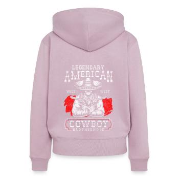 Bottes de cowboy Wild West USA - Sweat à capuche zippé Premium bio Femme - rose poudré - Dos - Julia (174cm)