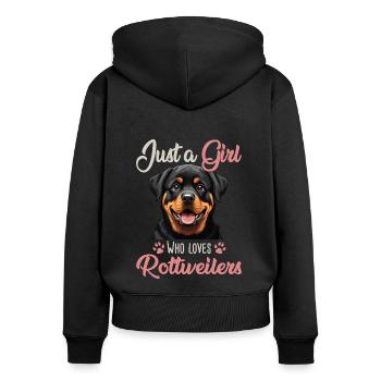 Juste une fille qui aime les Rottweilers - Sweat à capuche zippé Premium bio Femme - noir - Dos - Julia (174cm)
