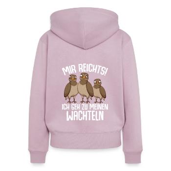 Mir reichts ich geh zu meinen Wachteln - Frauen Premium Bio Zip Hoodie - Altrosa - Hinten - Julia (174cm)