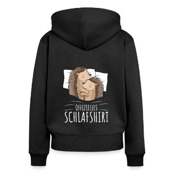 Offizielles Schlafshirt Igel - Frauen Premium Bio Zip Hoodie - Schwarz - Hinten - Julia (174cm)