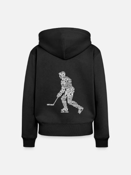 Eishockeyspieler Eishockey Männer Kinder - Frauen Premium Bio Zip Hoodie - Schwarz