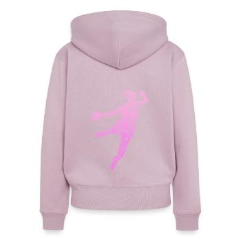 Handball Handballerin Mädchen - Frauen Premium Bio Zip Hoodie - Altrosa - Hinten - Julia (174cm)