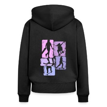 Skateboard Mädchen Skater Girl Skateboard Kinder - Frauen Premium Bio Zip Hoodie - Schwarz - Hinten - Julia (174cm)