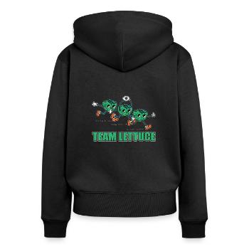 Équipe Laitue - Sweat à capuche zippé Premium bio Femme - noir - Dos - Julia (174cm)