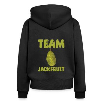 Équipe Jackfruit - Sweat à capuche zippé Premium bio Femme - noir - Dos - Julia (174cm)
