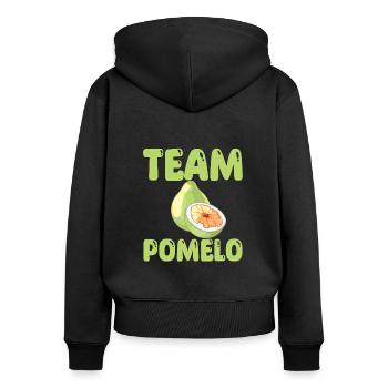 Team Pomelo - Frauen Premium Bio Zip Hoodie - Schwarz - Hinten - Julia (174cm)