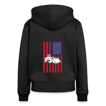 USA Wheel Loader America - Women's Premium Organic Zip Hoodie - black - Back - Julia (174cm)