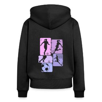 Fußball Mädchen Fußballerin Damen - Frauen Premium Bio Zip Hoodie - Schwarz - Hinten - Julia (174cm)