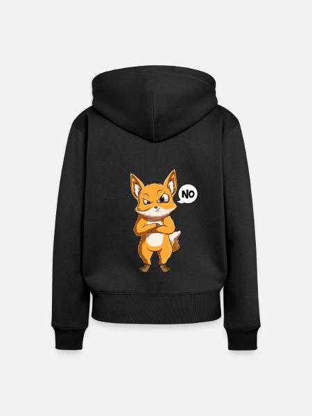 Fuchs Kinder Jungen - Frauen Premium Bio Zip Hoodie - Schwarz